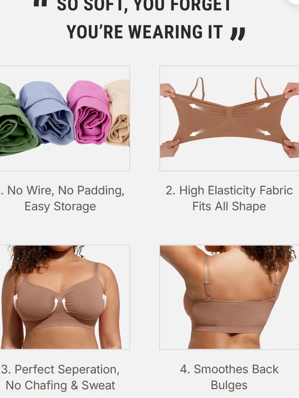 FEELINGIRL EVERYDAY WIRELESS BRA UNLINED SOFT BRA - Picture 5 of 7